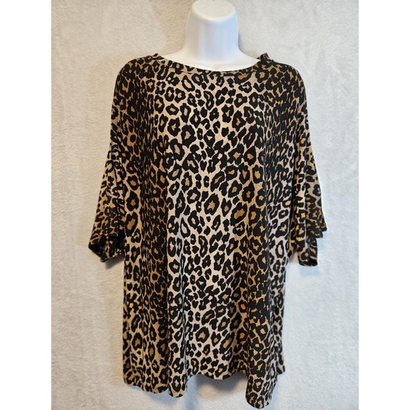 RACHEL Rachel Roy Tops - Rachel Roy Womens Top 2X Cheetah Animal Print Dolman Split Sleeve EUC